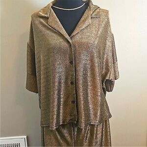 Metallic Gold Black Co-ord Set